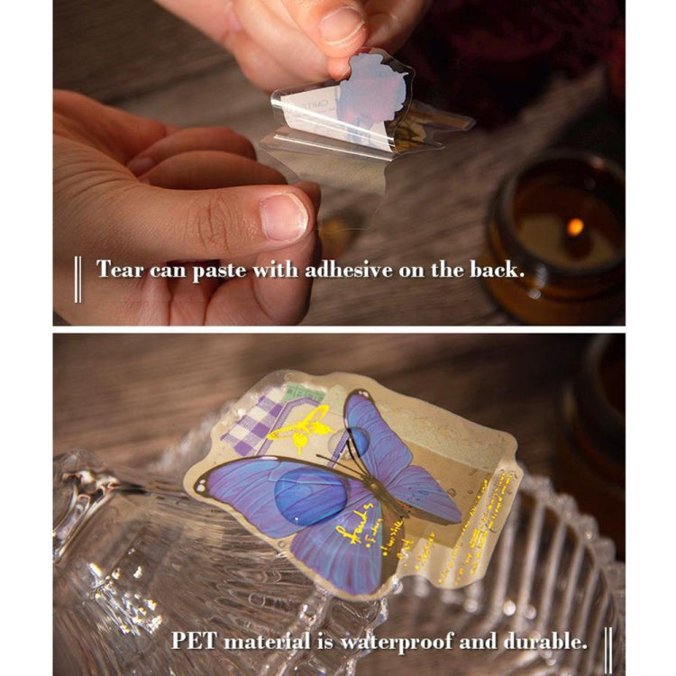 15 pieces of PET butterfly flower stickers in a pack, showcasing vibrant colors and intricate designs, perfect for DIY projects.