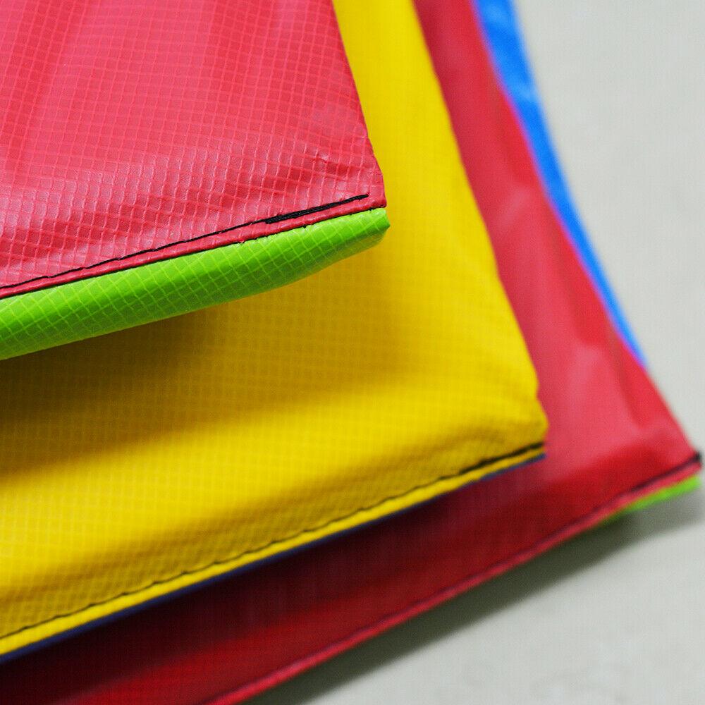 16 FT Kids Trampoline Pad Replacement Mat in rainbow color, showcasing its durable and waterproof design.