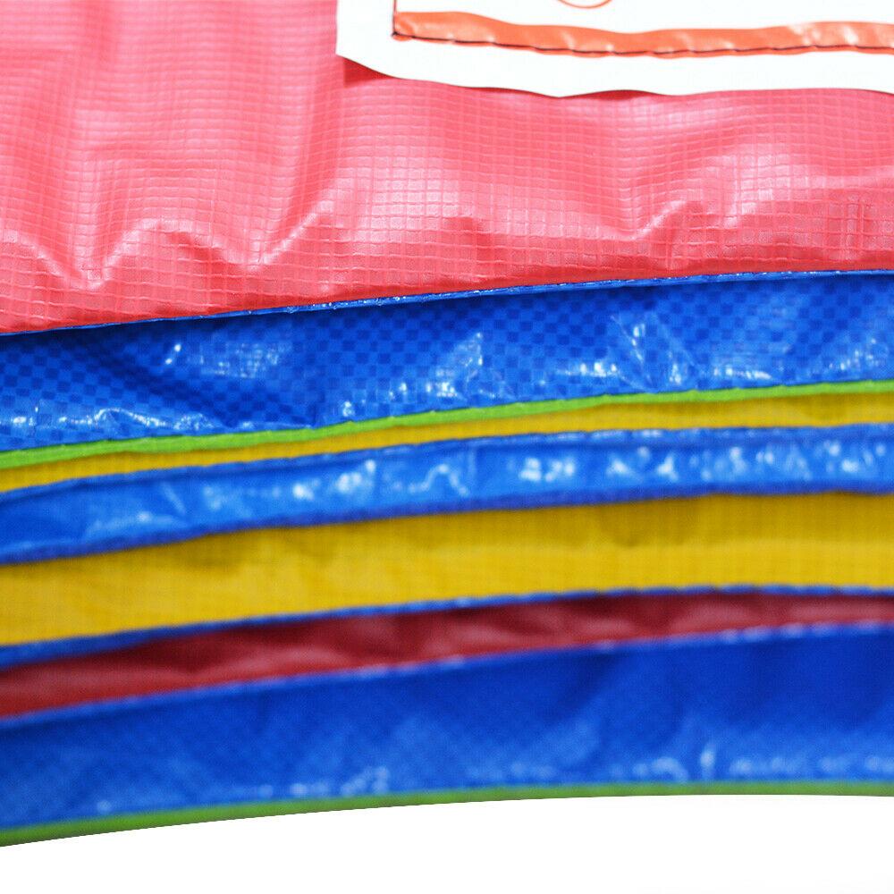 16 FT Kids Trampoline Pad Replacement Mat in rainbow color, showcasing its durable and waterproof design.