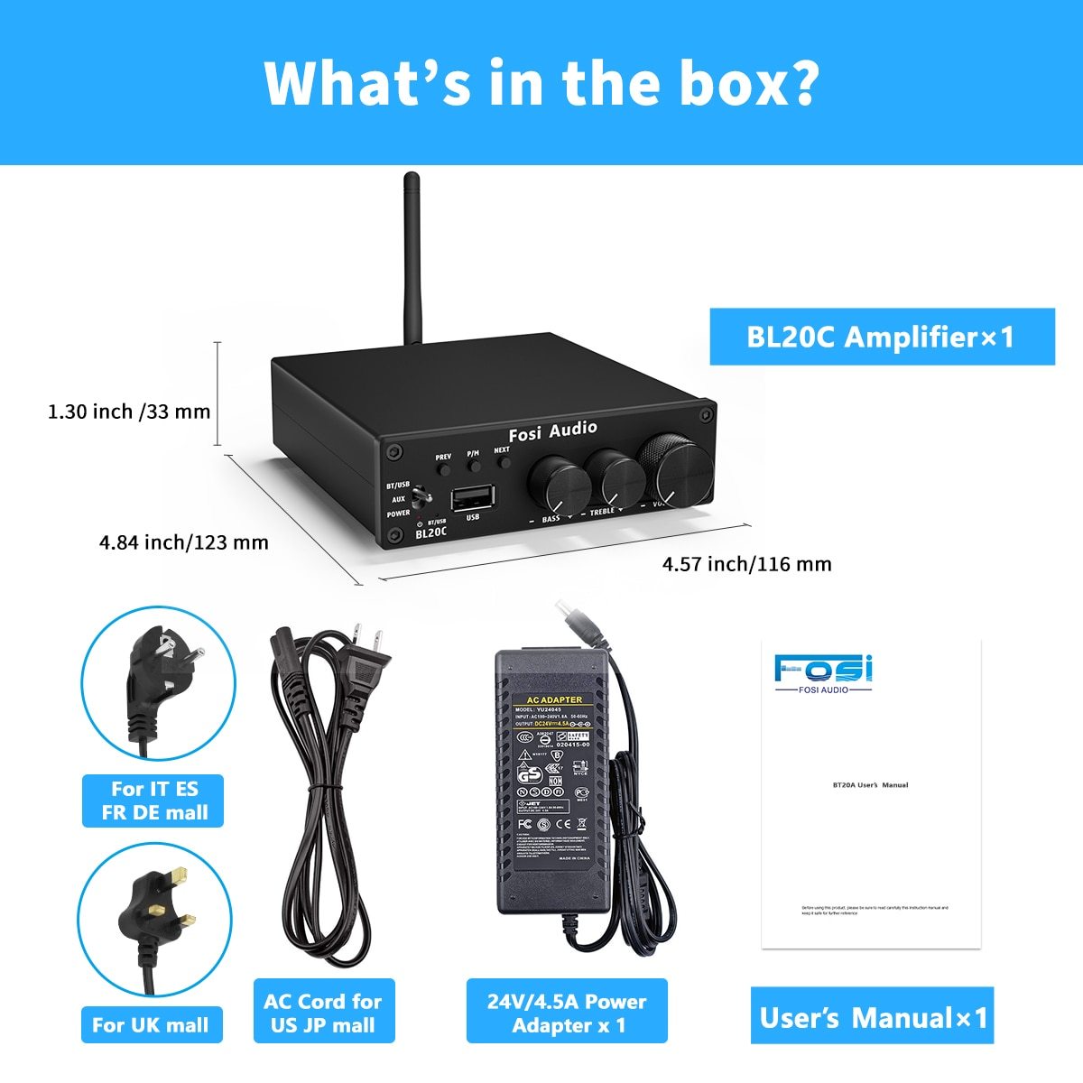 160W BL20C Bluetooth Antenna Power Amplifier with U-disk player, designed for home audio systems.
