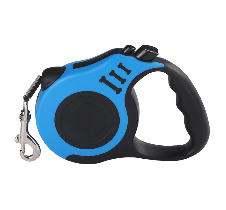 A 16.5FT Automatic Retractable Dog Leash in vibrant colors, showcasing its ergonomic grip and durable design.