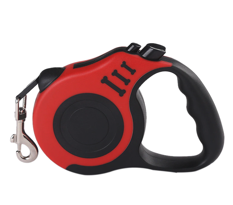 A 16.5FT Automatic Retractable Dog Leash in vibrant colors, showcasing its ergonomic grip and durable design.