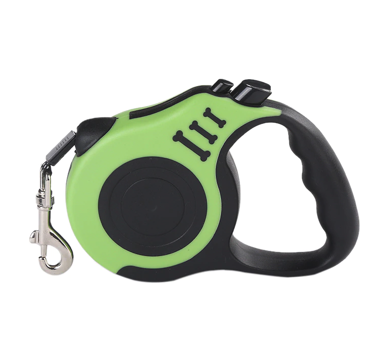 A 16.5FT Automatic Retractable Dog Leash in vibrant colors, showcasing its ergonomic grip and durable design.