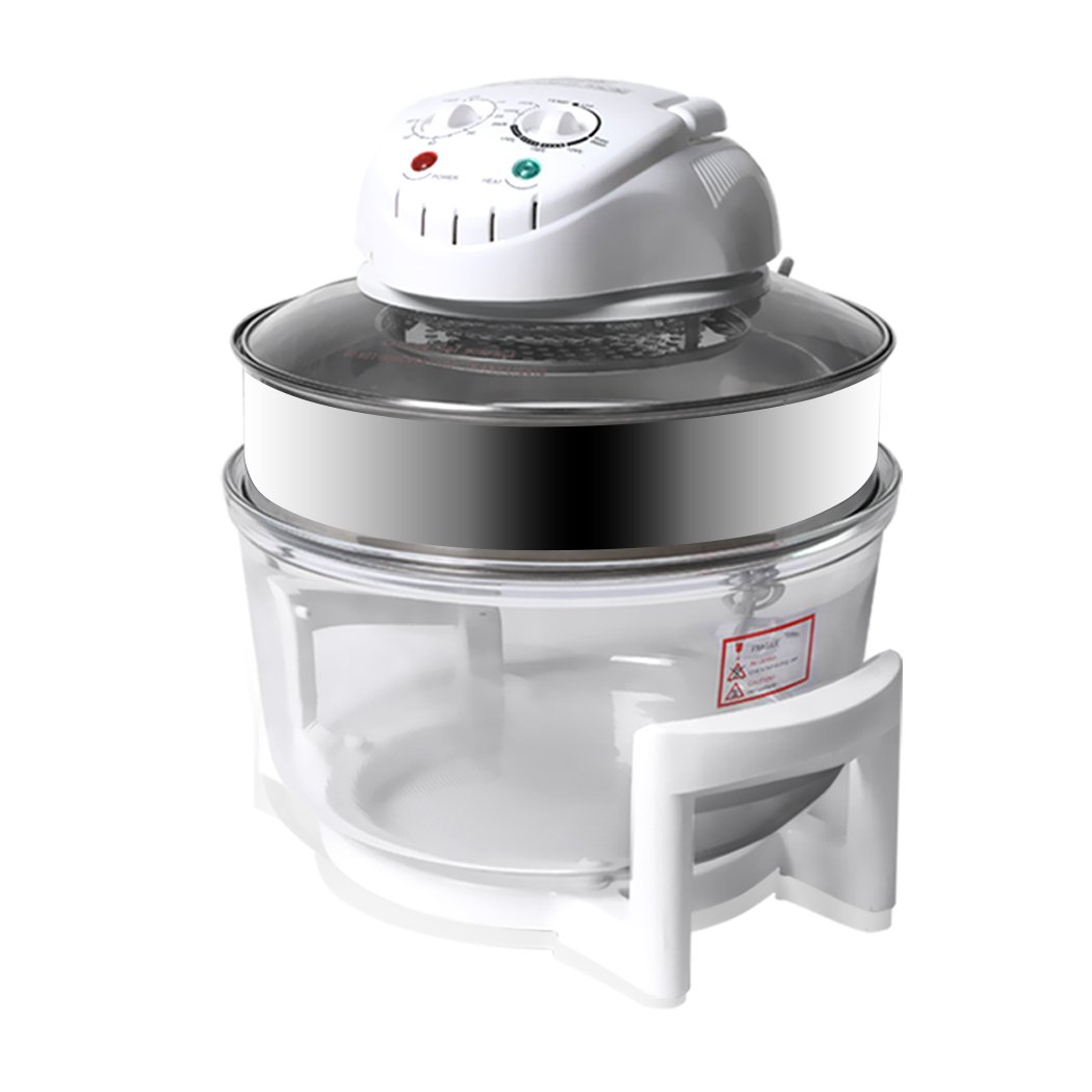 17L Turbo Convection Oven Halogen Cooker with transparent bowl and accessories, showcasing its sleek design and modern features.