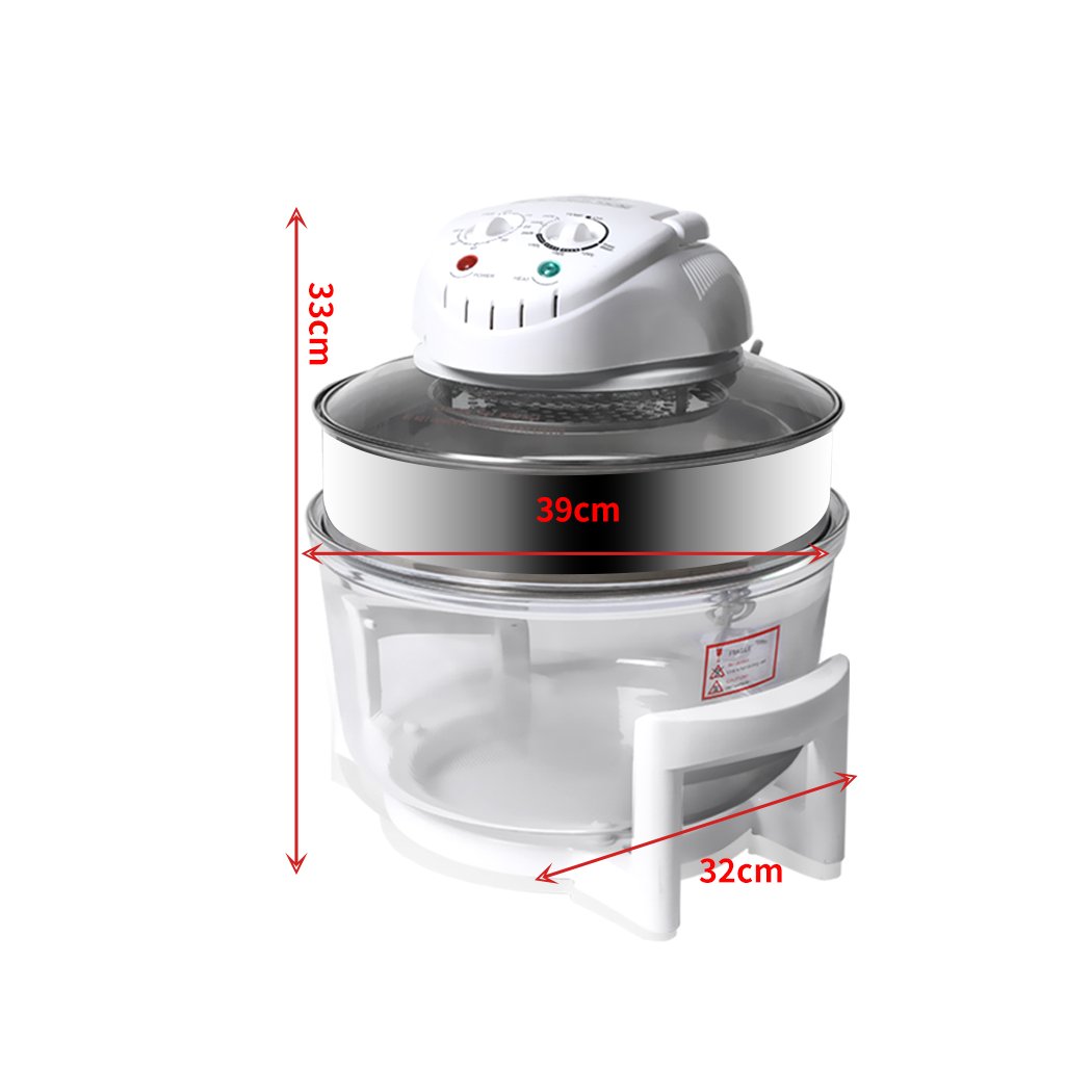 17L Turbo Convection Oven Halogen Cooker with transparent bowl and accessories, showcasing its sleek design and modern features.