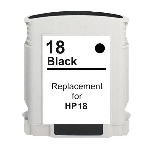 18 #18 Black High Capacity Remanufactured Inkjet Cartridge, showcasing its sleek design and premium quality.