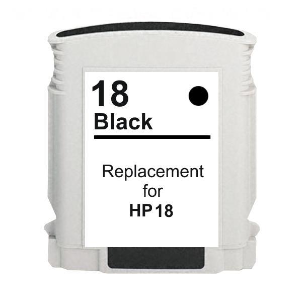 18 #18 Black High Capacity Remanufactured Inkjet Cartridge, showcasing its sleek design and premium quality.