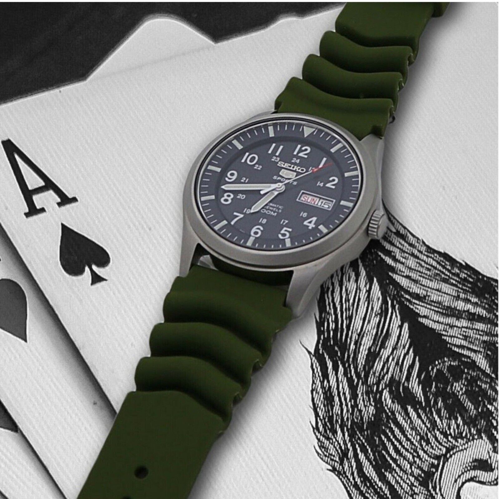 Soft silicone watch band available in multiple colors and sizes, designed for comfort and quick release for divers and watch enthusiasts.