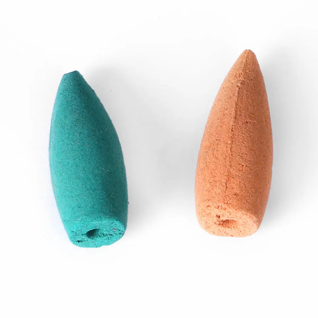 A vibrant assortment of 188 colorful incense cones designed for backflow waterfall towers, showcasing their natural and aromatic qualities.