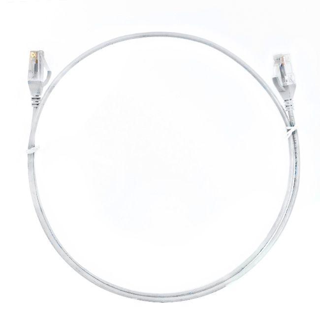 Pack of 50 ultra-thin 1m Cat 6 LSZH Ethernet cables in white, designed for high-speed networking.