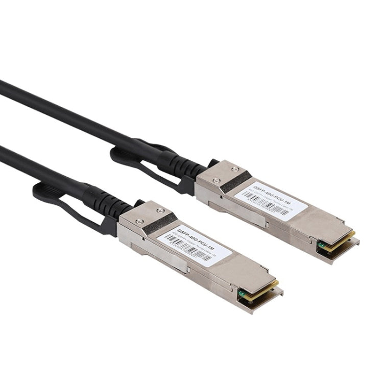 1m Optical QSFP+ Copper Cable designed for high-speed data transfer, featuring a coaxial interface and copper wire material.
