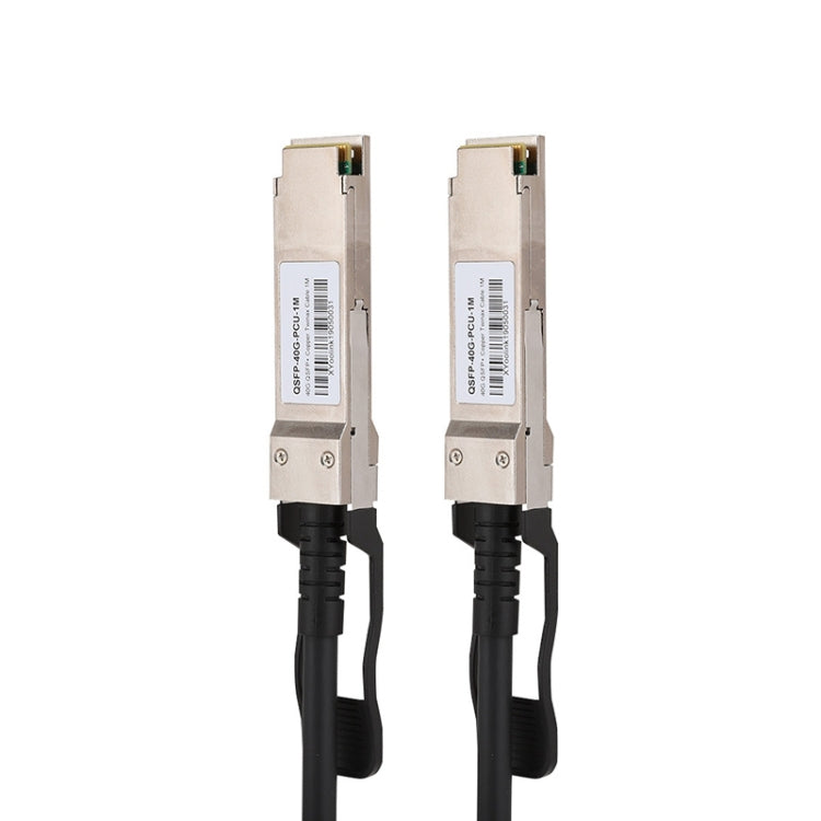 1m Optical QSFP+ Copper Cable designed for high-speed data transfer, featuring a coaxial interface and copper wire material.