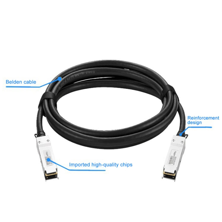 1m Optical QSFP+ Copper Cable designed for high-speed data transfer, featuring a coaxial interface and copper wire material.