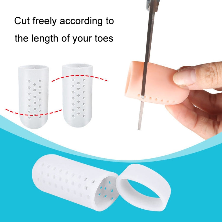 A pair of breathable perforated toe protectors made from SEBS material, showcasing their soft texture and perforated design for enhanced airflow.