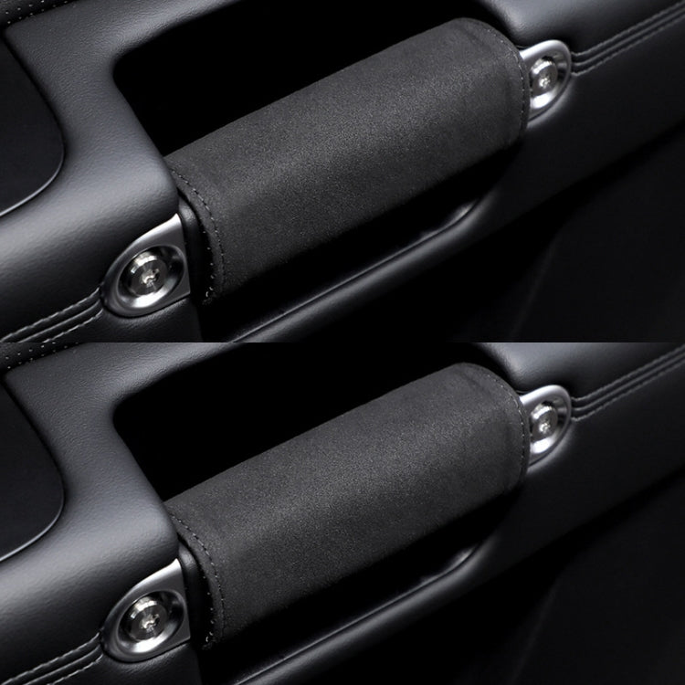 Car Door Handle Decorative Anti-Scratch Cover made of fur, showcasing its stylish design and comfortable grip.
