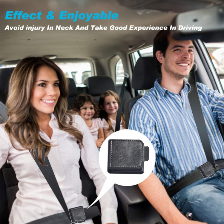 Gray car seat belt anti-strangle adjuster for children and adults, designed for comfort and safety.