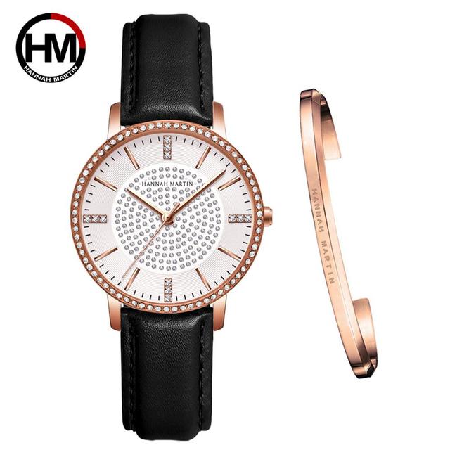 A luxurious women's bracelet watch featuring rhinestones and a quartz movement, elegantly designed with a brass case and stainless steel band.