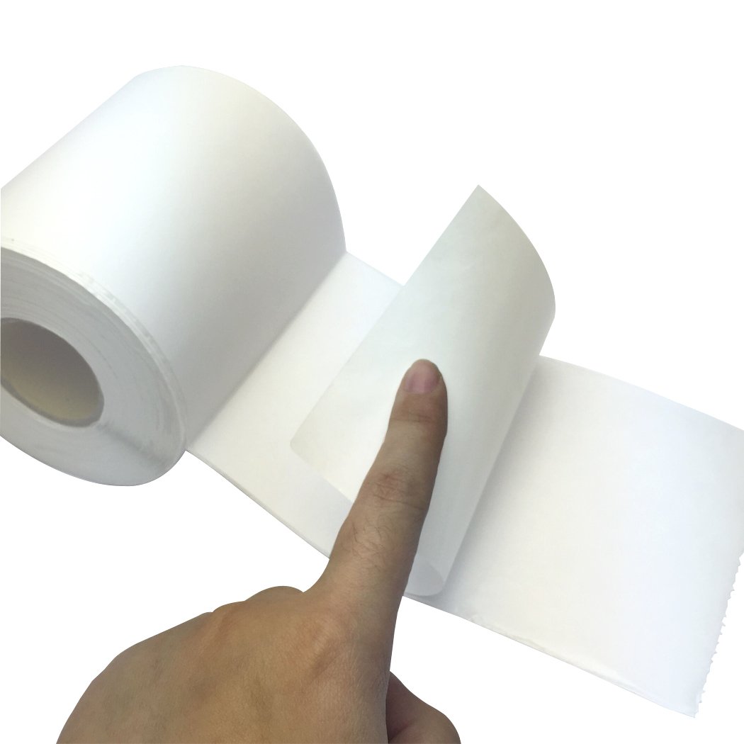Roll of 1X Thermal Direct Labels measuring 100 x 150mm, suitable for Fastway, Startrack, and Zebra printers, featuring a white surface for clear printing.