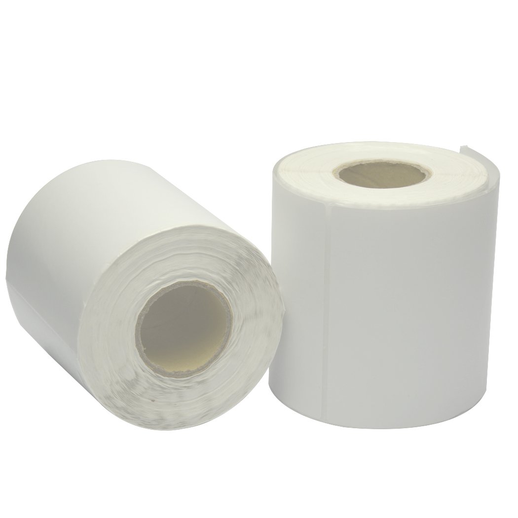 Roll of 1X Thermal Direct Labels measuring 100 x 150mm, suitable for Fastway, Startrack, and Zebra printers, featuring a white surface for clear printing.