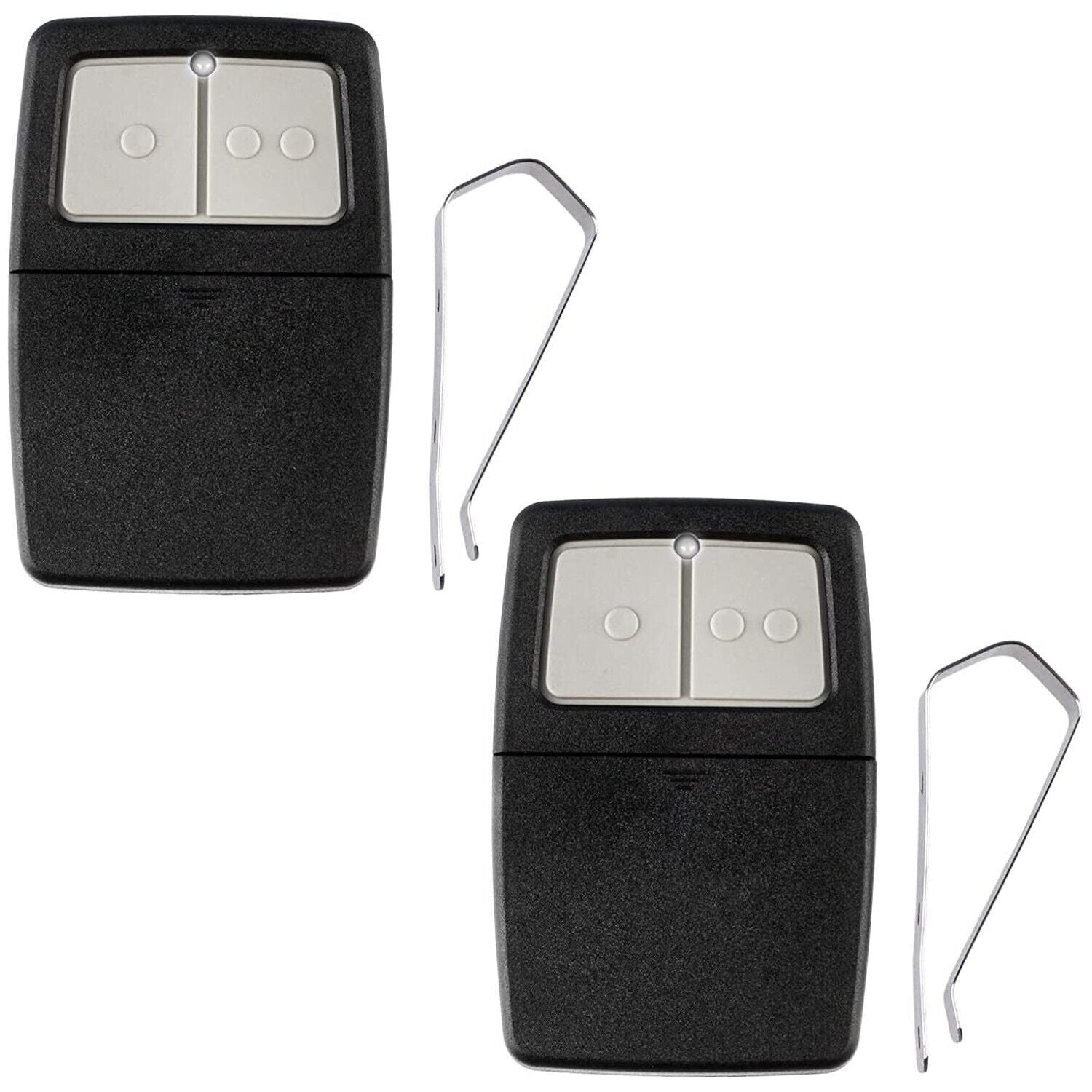 2 For Universal Clicker 375LM 375UT KLIK1U Garage Door Opener Remote with visor clip and illuminated buttons.