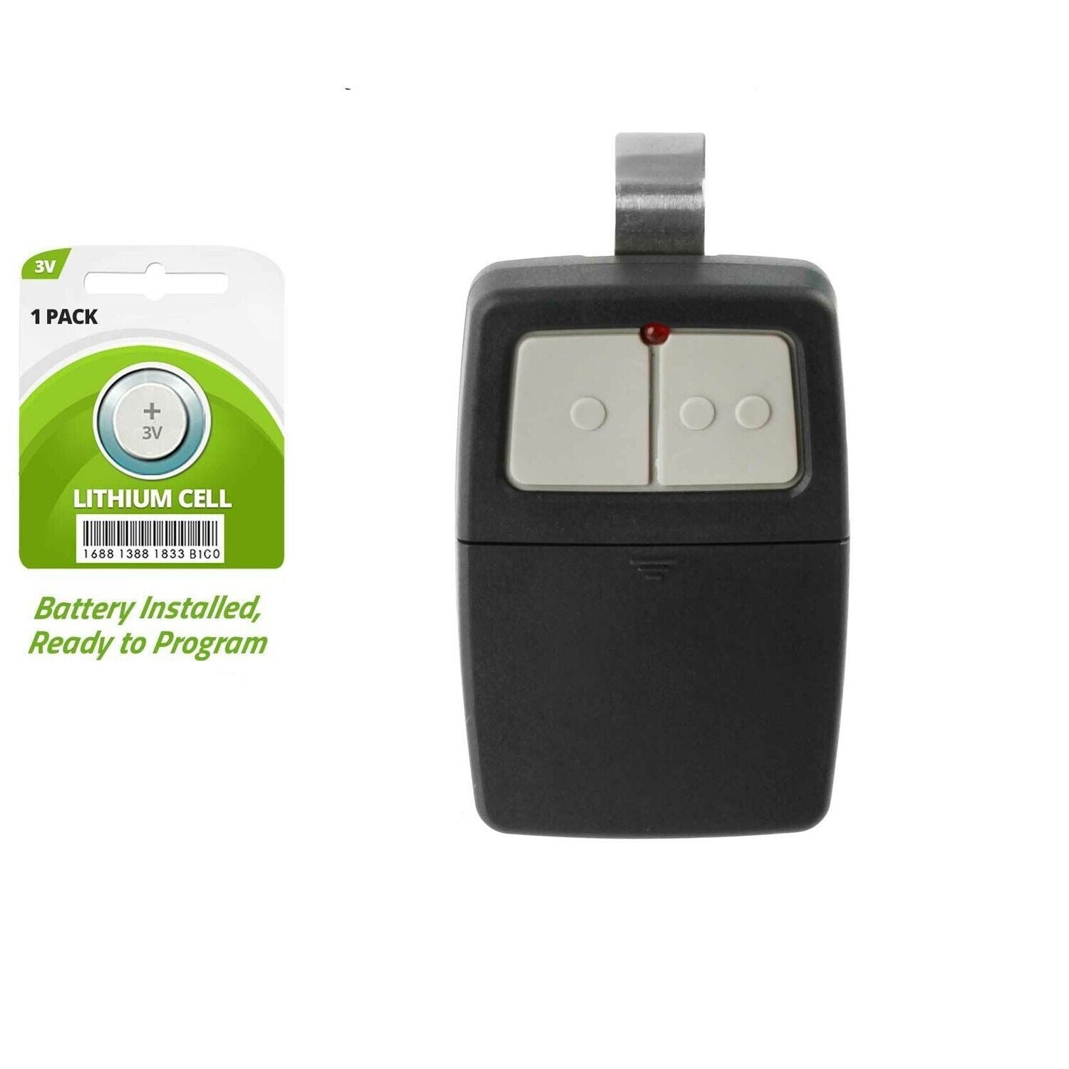 2 For Universal Clicker 375LM 375UT KLIK1U Garage Door Opener Remote with visor clip and illuminated buttons.