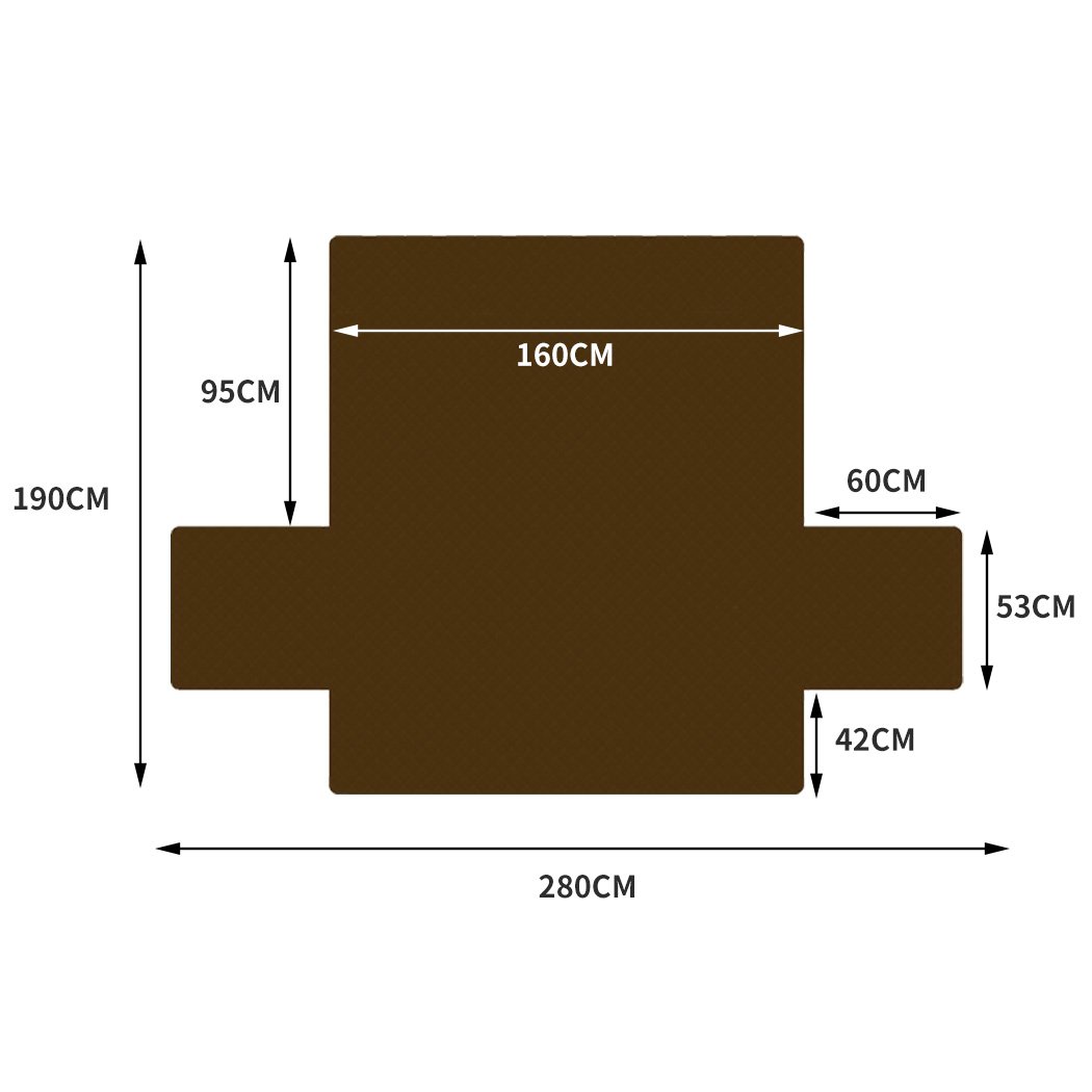 Brown quilted 2 seater sofa cover with microfiber filling, showcasing its anti-slip base and well-stitched edges.