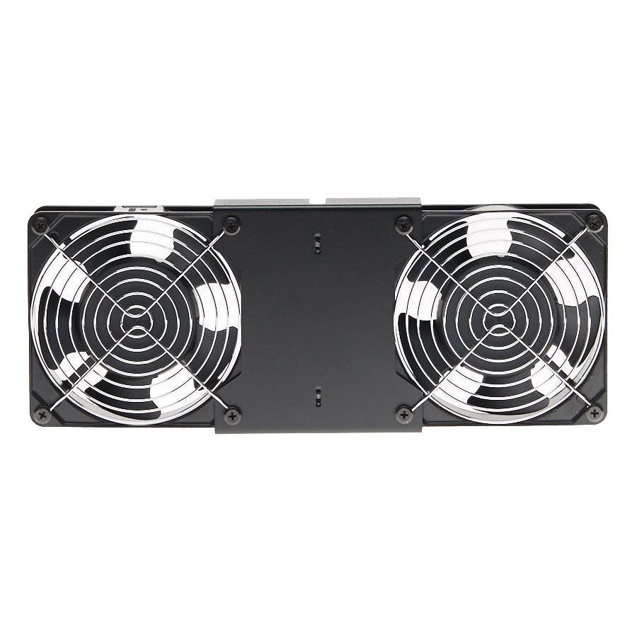 2 Way Roof Mount Fan Kit designed for server racks, featuring heavy-duty metal construction and a 3-pin Australian plug.