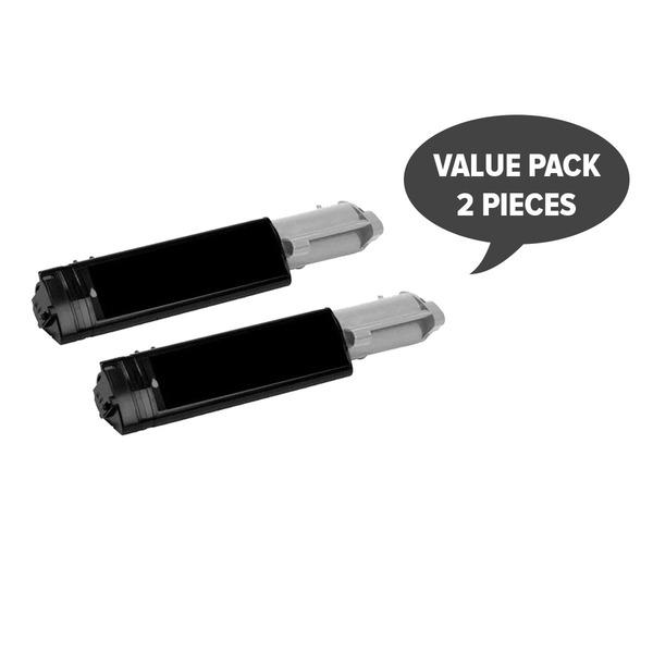 Two black premium generic toner cartridges for laser printers, showcasing their sleek design and remanufactured quality.