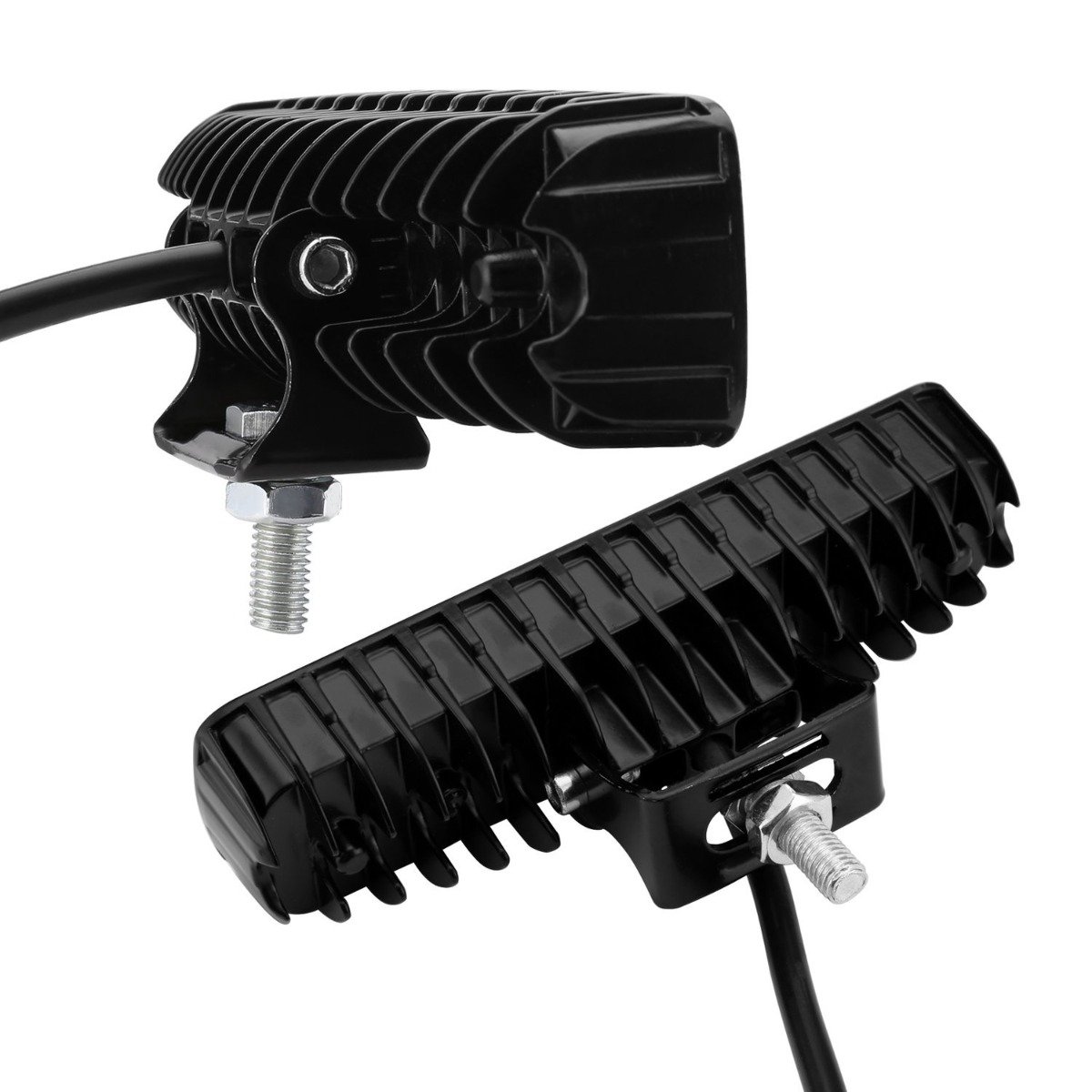 Two 6-inch 18W LED work light bars designed for offroad and truck use, showcasing a robust aluminum housing and clear optical lens.