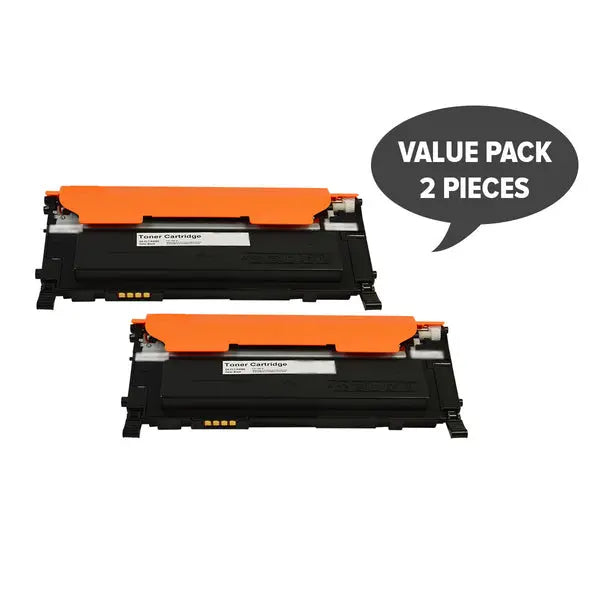 Two black compatible toner cartridges CLT-K409S for laser printers, showcasing premium quality and high page yield.