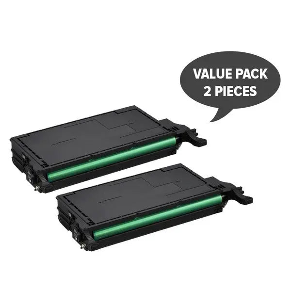 Two premium generic black toner cartridges CLT-K508K, designed for laser printers, showcasing their sleek design and packaging.