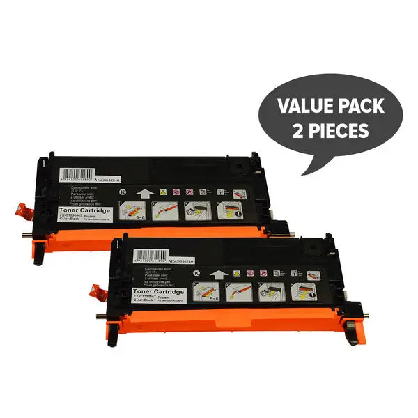 Two black premium generic toner cartridges, model CT350567, designed for laser printers, showcasing their sleek design and quality build.