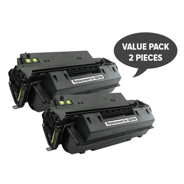 Two black generic toner cartridges Q2610A, remanufactured for laser printers, showcasing premium quality and eco-friendly design.