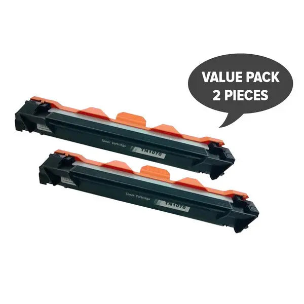 Two TN-1070 CT202137 Premium Generic Toner cartridges, designed for high-quality laser printing.