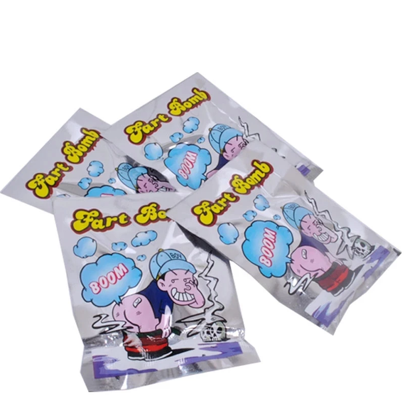 A pack of 20 fart stink bombs designed for pranks, featuring colorful packaging and a humorous design.
