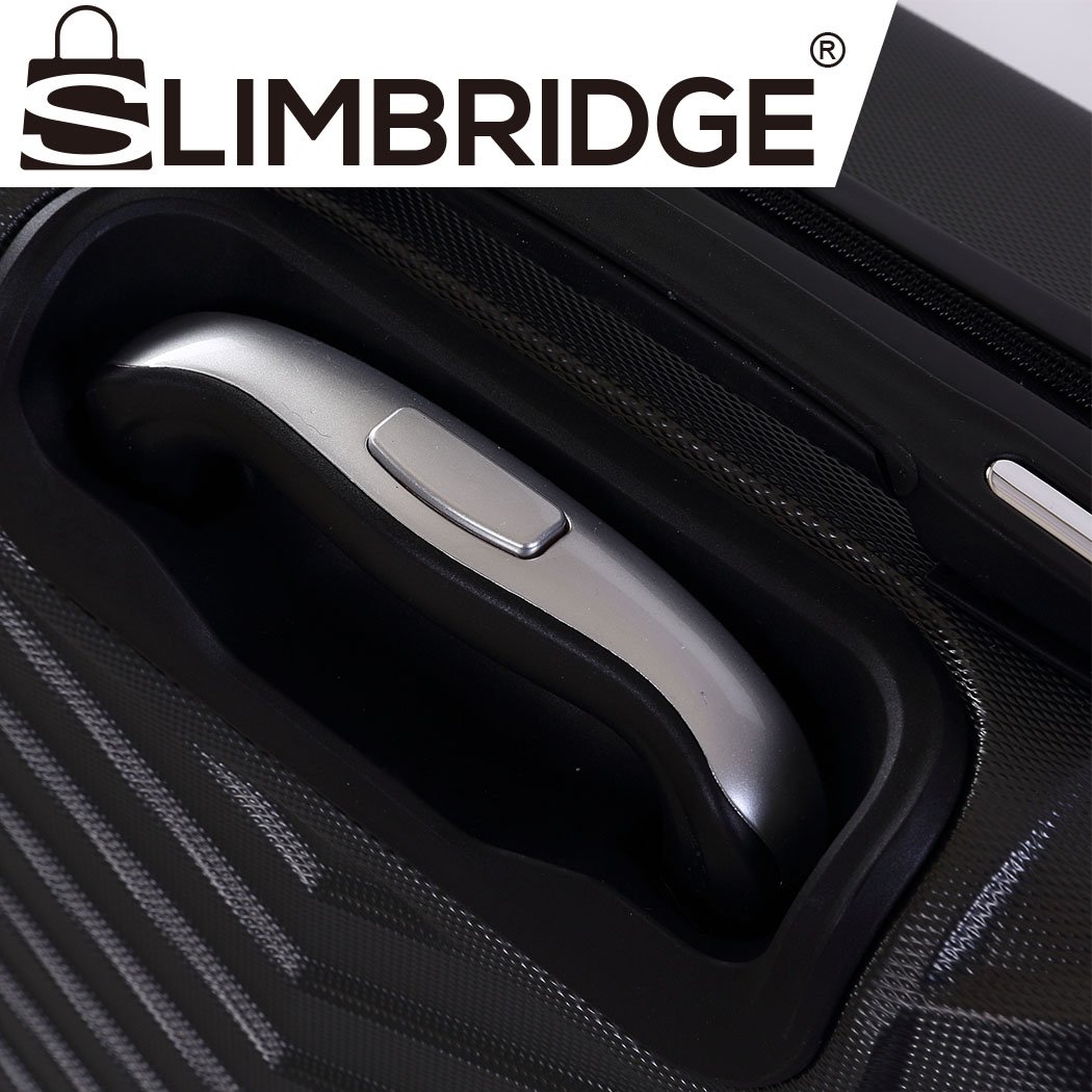 20-inch black travel luggage suitcase with dual wheels and aluminum handle, featuring a combination lock for security.