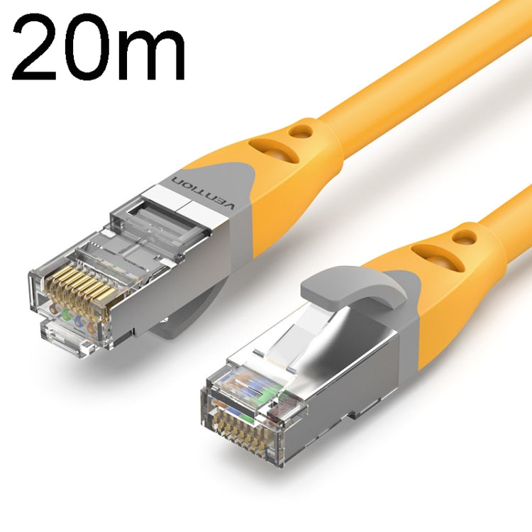20m CAT6 Gigabit Ethernet Double Shielded Cable with RJ-45 connectors, showcasing its durable and flexible design.