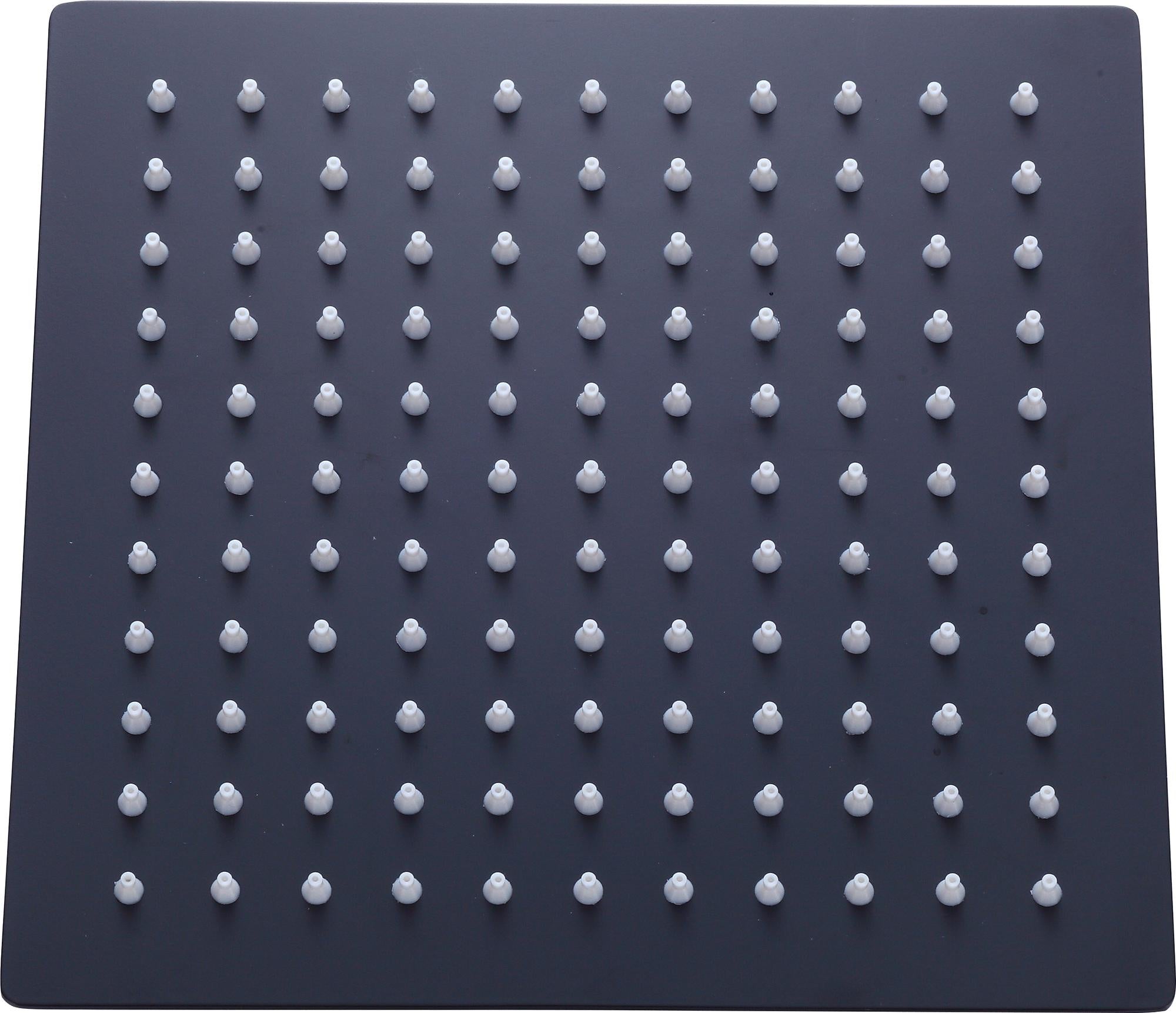 200mm square shower head in matte black finish, made of 304SS, showcasing a sleek and modern design.