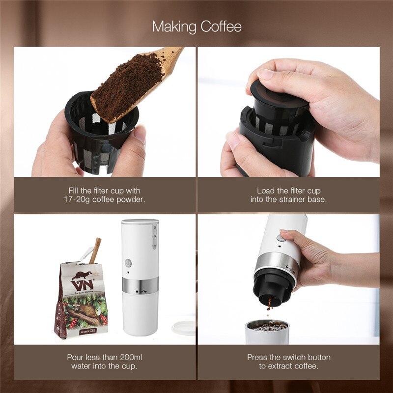 200ml Mini Coffee Machine Portable Coffee Maker in stainless steel, designed for manual espresso brewing, ideal for home and travel.