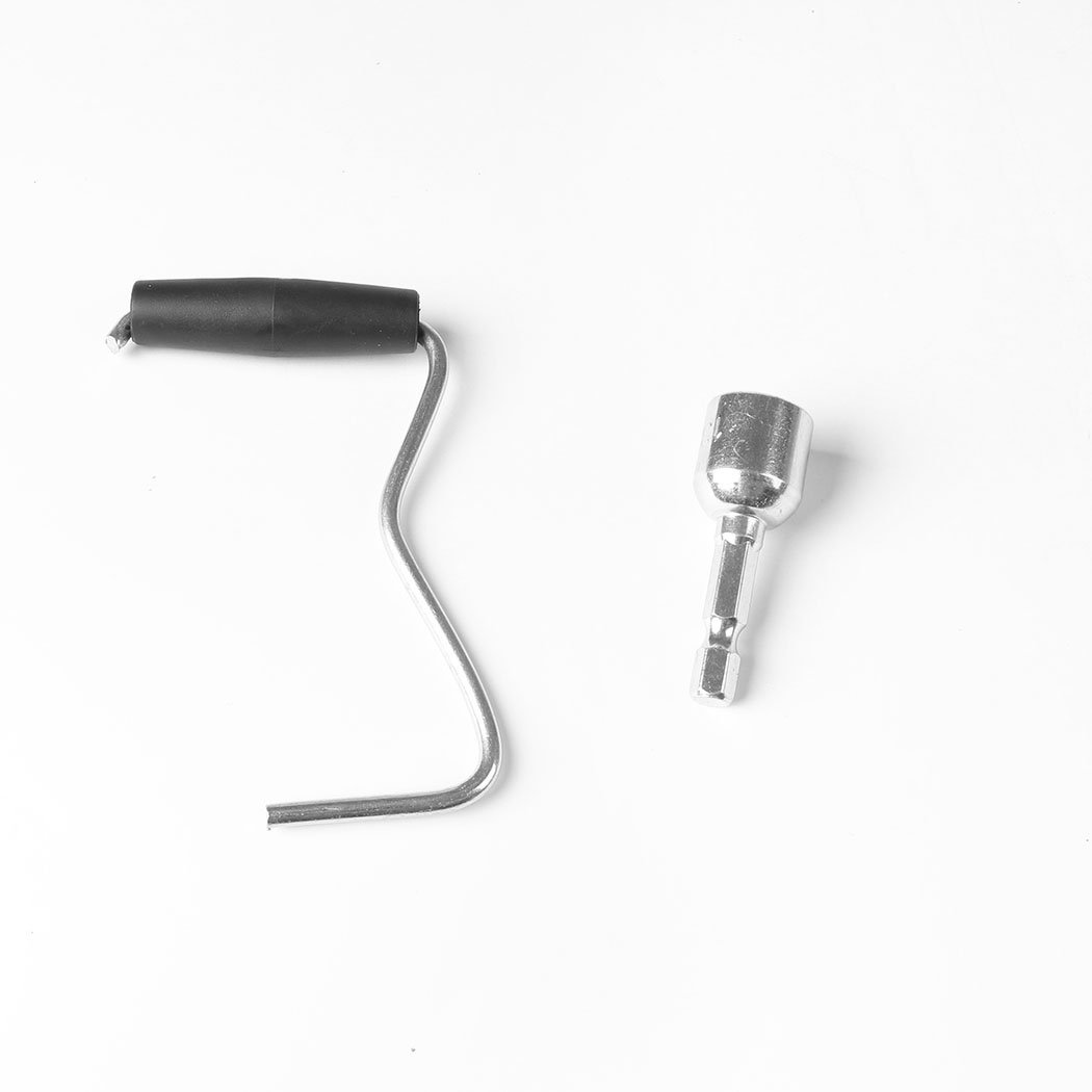 20 heavy duty galvanized steel tent pegs with sharp pointed ends, packaged in a blue carry case, ideal for camping stability.