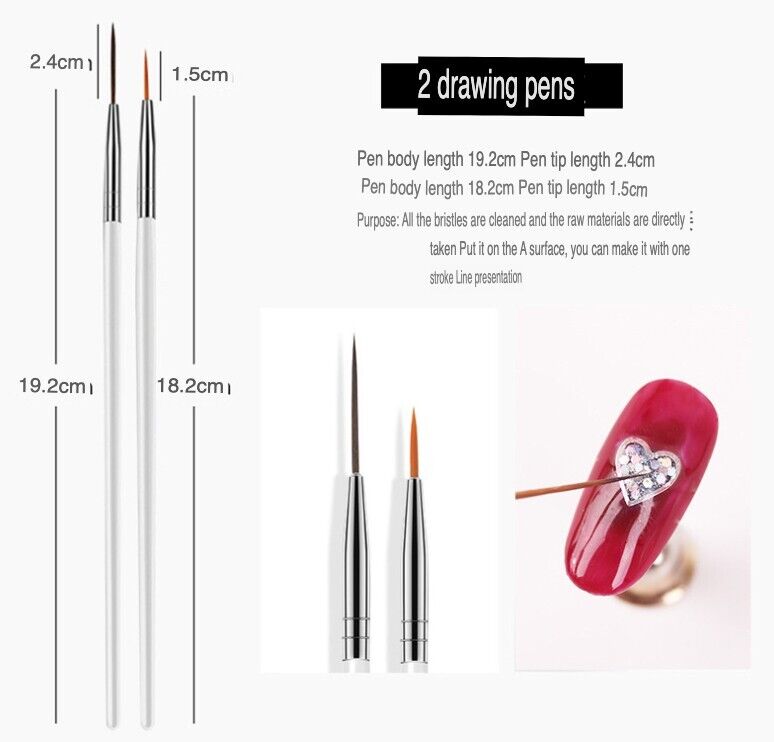 20PCS Nail Art Design Dotting Painting Drawing Polish Brush Pen set including various brushes and dotting tools for nail art.
