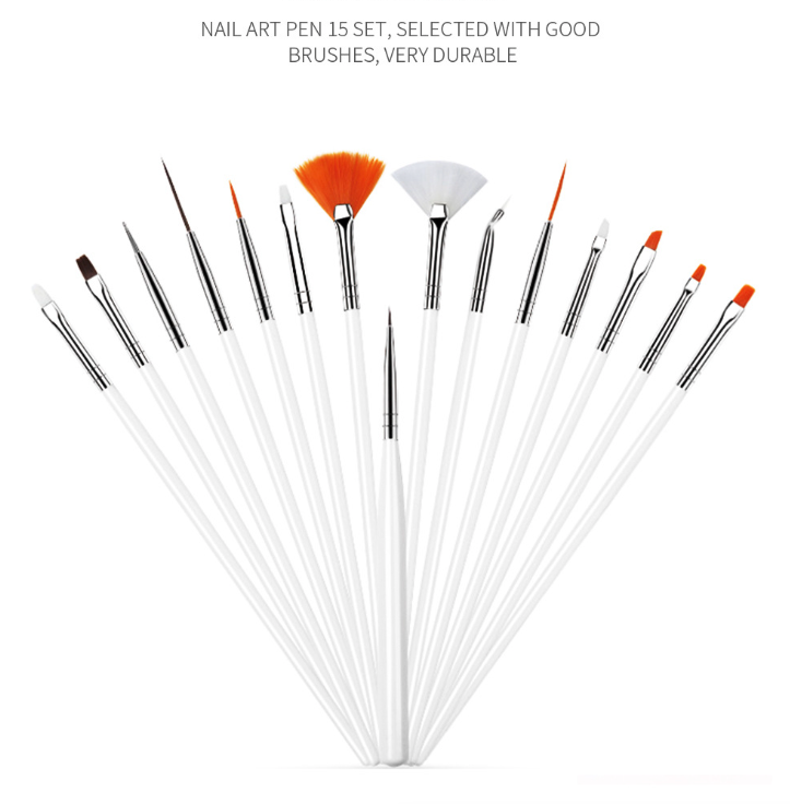 20PCS Nail Art Design Dotting Painting Drawing Polish Brush Pen set including various brushes and dotting tools for nail art.