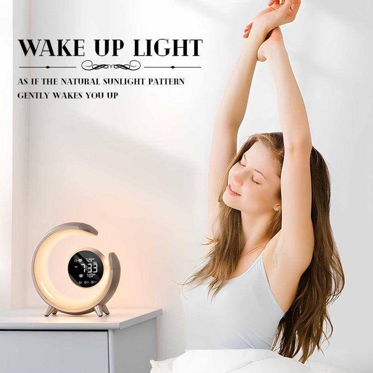 20W Dual Alarm Clock with Touch Control, RGB Light, and Nature Music features a sleek design with adjustable brightness and colors.