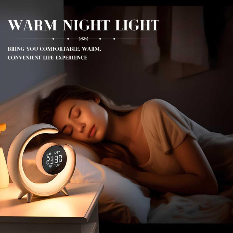 20W Dual Alarm Clock with Touch Control, RGB Light, and Nature Music features a sleek design with adjustable brightness and colors.