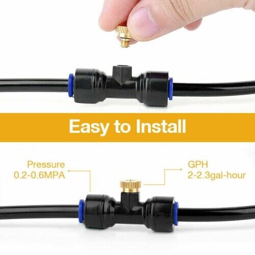 20x Brass Misting Nozzles Mister Sprinkler system for outdoor cooling, featuring brass construction and fine mist technology.