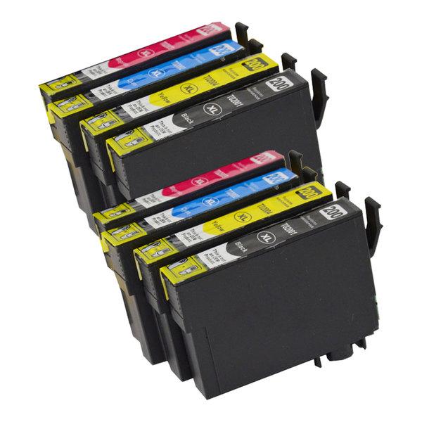 200XL Premium Compatible Colour Inkjet Set x 2, featuring black, cyan, magenta, and yellow cartridges for vibrant printing.