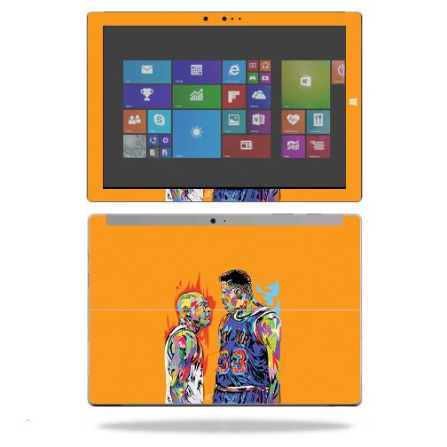 MightySkins for Microsoft Surface 3 10.8" showcasing Matte, Carbon Fiber, and Glossy Glitter finishes.