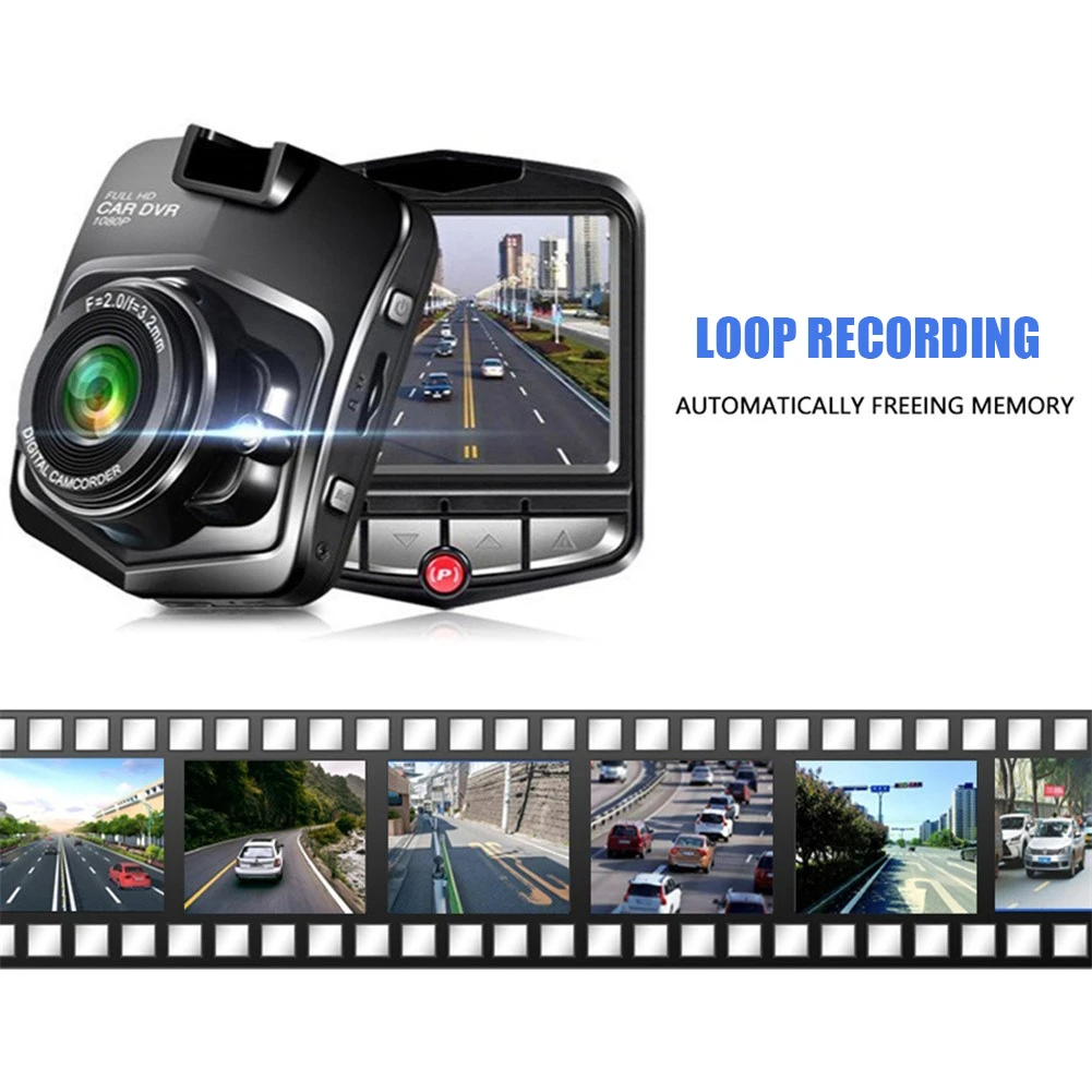 2.4 inch Full HD 1080P Dash Cam with night vision and wide-angle lens, designed for front or rear installation in vehicles.
