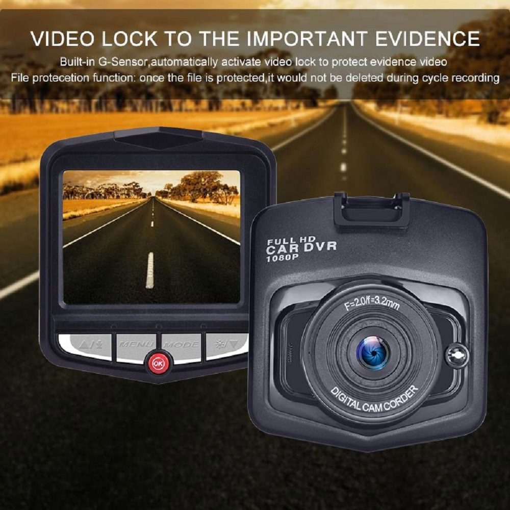 2.4 inch Full HD 1080P Dash Cam with night vision and wide-angle lens, designed for front or rear installation in vehicles.