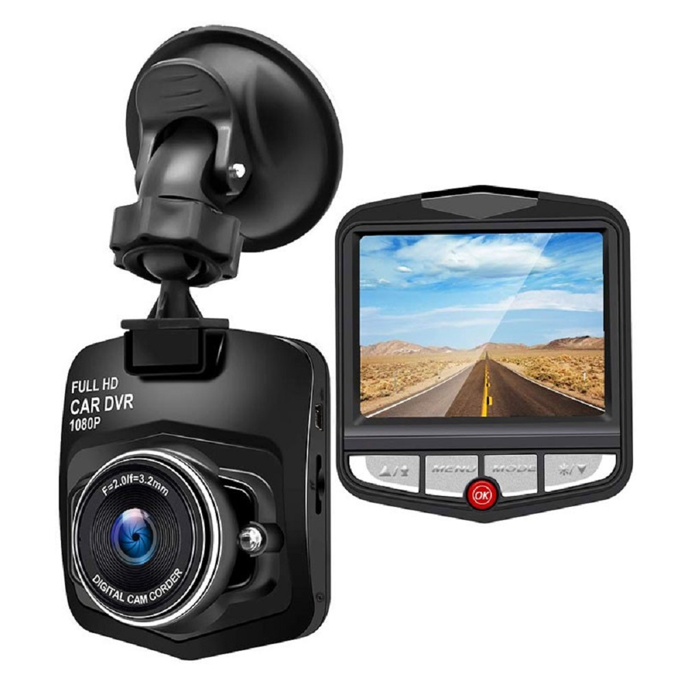 2.4 inch Full HD 1080P Dash Cam with night vision and wide-angle lens, designed for front or rear installation in vehicles.